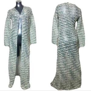 Soft Surroundings Womens Duster Cardigan Sz XS Blue Open Knit Long Sleeve